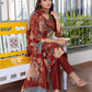 Jyoti Fashion Women's Rust Cotton Blend Printed Designer Kurta Set with Dupatta - Swadesiicart
