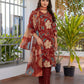 Jyoti Fashion Women's Rust Cotton Blend Printed Designer Kurta Set with Dupatta - Swadesiicart