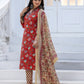 Jyoti Fashion Women's Red Rayon Print with Thread Designer Kurta Set with Dupatta - Swadesiicart