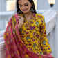 Jyoti Fashion Women's Yellow Rayon Print with Thread Designer Kurta Set with Dupatta - Swadesiicart