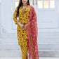 Jyoti Fashion Women's Yellow Rayon Print with Thread Designer Kurta Set with Dupatta - Swadesiicart