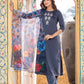 Jyoti Fashion Women's Gray Silk Handwork Designer Kurta Set with Dupatta | Swadesiicart