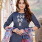 Jyoti Fashion Women's Gray Silk Handwork Designer Kurta Set with Dupatta | Swadesiicart