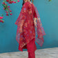 Jyoti Fashion Women's Maroon Silk Handwork Designer Kurta Set with Dupatta | Swadesiicart