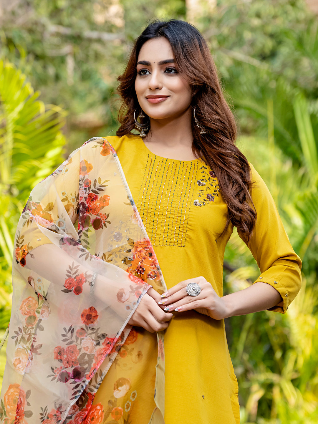 Jyoti Fashion Women's Yellow Silk Handwork Designer Kurta Set with Dupatta | Swadesiicart