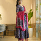 Jyoti Fashion Women's Navy Blue Rayon Printed Designer Kurta Set with Dupatta | Swadesiicart