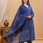 Jyoti Fashion Women's Blue Rayon Printed Designer Kurta Set with Dupatta | Swadesiicart