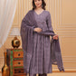 Jyoti Fashion Women's Wine Rayon Printed Designer Kurta Set with Dupatta | Swadesiicart