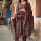 Jyoti Fashion Women's Maroon Rayon Printed Designer Kurta Set with Dupatta | Swadesiicart
