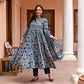 Jyoti Fashion Women's Navy Blue Rayon Printed Designer Kurta Set with Dupatta | Swadesiicart