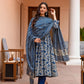Jyoti Fashion Women's Navy Blue Rayon Printed Designer Kurta Set with Dupatta | Swadesiicart