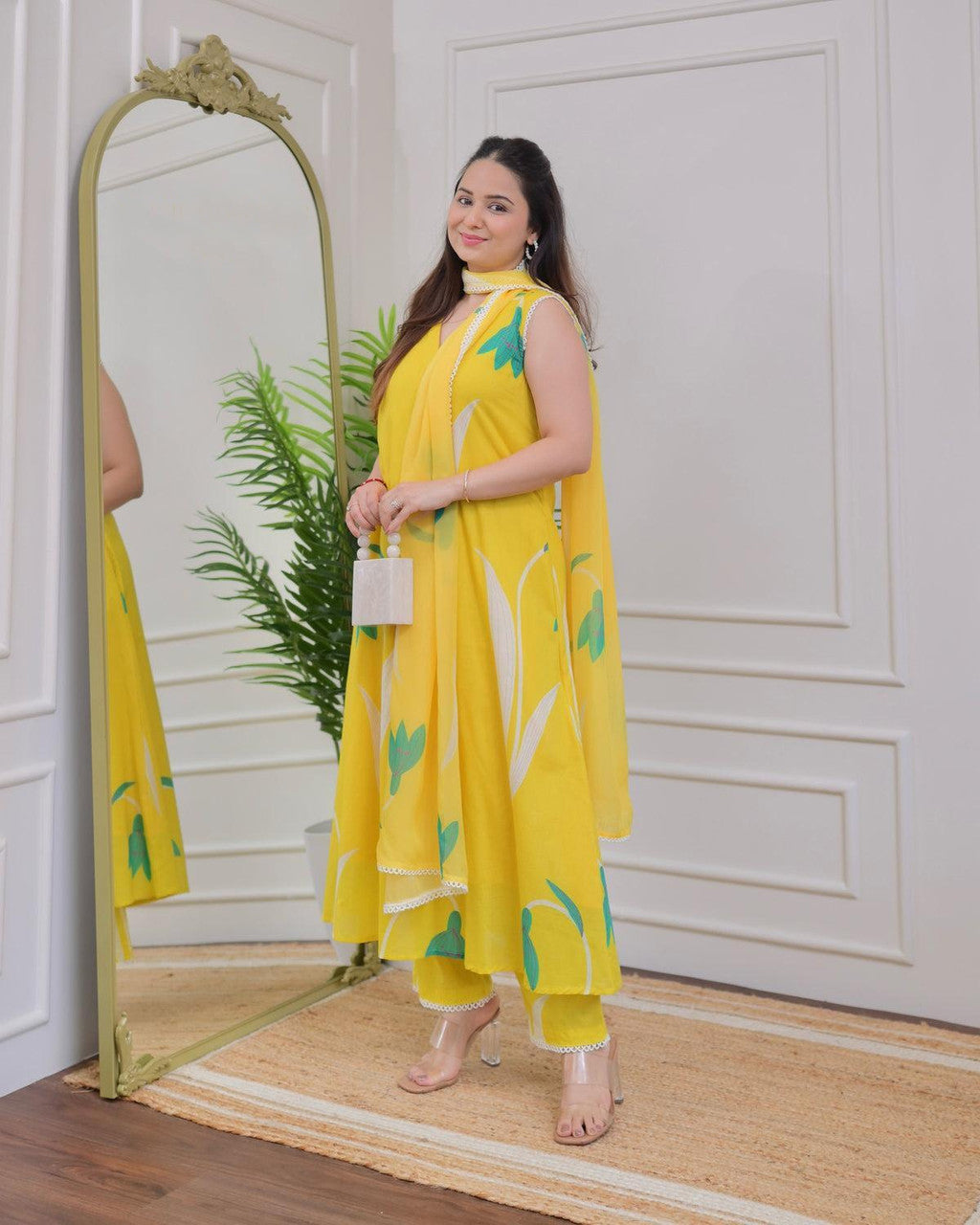 Jyoti Fashion Women's Yellow Rayon Printed Designer Kurta Set with Dupatta | Swadesiicart