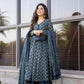Jyoti Fashion Women's Navy Blue Rayon Printed Designer Kurta Set with Dupatta | Swadesiicart
