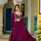 Jyoti Fashion Women's Wine Faux Blooming Beads Embroidered Anarkali Set With Dupatta | Swadesiicart