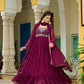 Jyoti Fashion Women's Wine Faux Blooming Beads Embroidered Anarkali Set With Dupatta | Swadesiicart