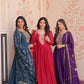 Jyoti Fashion Women's Rama, Pink & Purple Star Georgette Embroidered Combo Anarkali Set With Dupatta | Swadesiicart