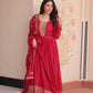Jyoti Fashion Women's Pink Star Georgette Sequins Zari Embroidered Anarkali Set With Dupatta | Swadesiicart