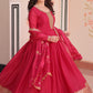 Jyoti Fashion Women's Pink Star Georgette Sequins Zari Embroidered Anarkali Set With Dupatta | Swadesiicart