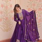 Jyoti Fashion Women's Purple Star Georgette Sequins Zari Embroidered Anarkali Set With Dupatta | Swadesiicart