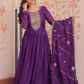 Jyoti Fashion Women's Purple Star Georgette Sequins Zari Embroidered Anarkali Set With Dupatta | Swadesiicart