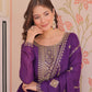 Jyoti Fashion Women's Purple Star Georgette Sequins Zari Embroidered Anarkali Set With Dupatta | Swadesiicart