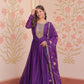 Jyoti Fashion Women's Purple Star Georgette Sequins Zari Embroidered Anarkali Set With Dupatta | Swadesiicart