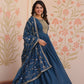 Jyoti Fashion Women's Rama Star Georgette Sequins Zari Embroidered Anarkali Set With Dupatta | Swadesiicart