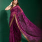 Jyoti Fashion Women's Wine Sequence Embroidery Chiffon Saree with Blouse | Swadesiicart