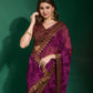 Jyoti Fashion Women's Wine Sequence Embroidery Chiffon Saree with Blouse | Swadesiicart