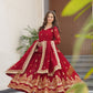 Jyoti Fashion Women's Maroon Faux Blooming Sequins Zari Embroidered Anarkali Set With Dupatta | Swadesiicart