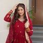 Jyoti Fashion Women's Maroon Faux Blooming Sequins Zari Embroidered Anarkali Set With Dupatta | Swadesiicart