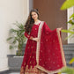 Jyoti Fashion Women's Maroon Faux Blooming Sequins Zari Embroidered Anarkali Set With Dupatta | Swadesiicart