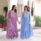 Jyoti Fashion Women's Purple & Sky Blue Faux Georgette Embroidered Combo Anarkali Set With Dupatta | Swadesiicart