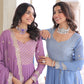 Jyoti Fashion Women's Purple & Sky Blue Faux Georgette Embroidered Combo Anarkali Set With Dupatta | Swadesiicart