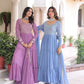 Jyoti Fashion Women's Purple & Sky Blue Faux Georgette Embroidered Combo Anarkali Set With Dupatta | Swadesiicart