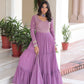 Jyoti Fashion Women's Purple Faux Georgette Sequins Zari Embroidered Anarkali Set With Dupatta | Swadesiicart