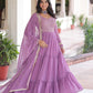 Jyoti Fashion Women's Purple Faux Georgette Sequins Zari Embroidered Anarkali Set With Dupatta | Swadesiicart