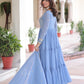 Jyoti Fashion Women's Sky Blue Faux Georgette Sequins Zari Embroidered Anarkali Set With Dupatta | Swadesiicart