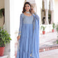 Jyoti Fashion Women's Sky Blue Faux Georgette Sequins Zari Embroidered Anarkali Set With Dupatta | Swadesiicart