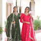 Jyoti Fashion Women's Green & Pink Vichitra Silk Embroidered Combo Anarkali Set With Dupatta | Swadesiicart