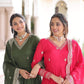 Jyoti Fashion Women's Green & Pink Vichitra Silk Embroidered Combo Anarkali Set With Dupatta | Swadesiicart