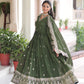 Jyoti Fashion Women's Green Vichitra Silk Sequins Zari Embroidered Anarkali Set With Dupatta | Swadesiicart