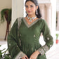 Jyoti Fashion Women's Green Vichitra Silk Sequins Zari Embroidered Anarkali Set With Dupatta | Swadesiicart