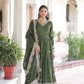 Jyoti Fashion Women's Green Vichitra Silk Sequins Zari Embroidered Anarkali Set With Dupatta | Swadesiicart