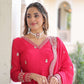 Jyoti Fashion Women's Pink Vichitra Silk Sequins Zari Embroidered Anarkali Set With Dupatta | Swadesiicart