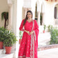 Jyoti Fashion Women's Pink Vichitra Silk Sequins Zari Embroidered Anarkali Set With Dupatta | Swadesiicart
