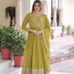 Jyoti Fashion Women's Parrot Green Faux Georgette Sequins Zari Embroidered Anarkali Set With Dupatta | Swadesiicart