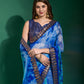 Jyoti Fashion Women's Blue Sequence Embroidery Chiffon Saree with Blouse | Swadesiicart