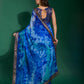 Jyoti Fashion Women's Blue Sequence Embroidery Chiffon Saree with Blouse | Swadesiicart