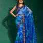 Jyoti Fashion Women's Blue Sequence Embroidery Chiffon Saree with Blouse | Swadesiicart